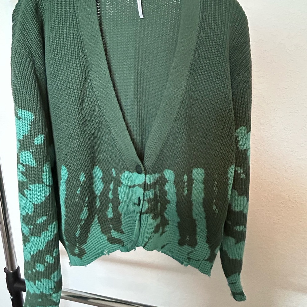 Young Fabulous & Broke Distressed 100 % Cotton Cardigan Sweater